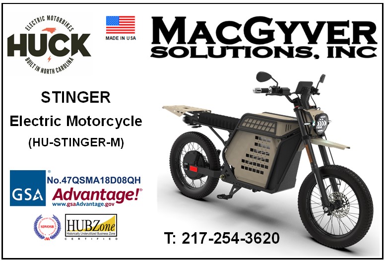 Huck Cycles - Stinger-M Electric Motorcycle for Military Units.