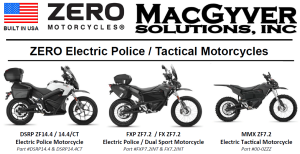 Zero Electric Off-Road Military and Police Motorcycles available from MacGyver Solutions on GSA.